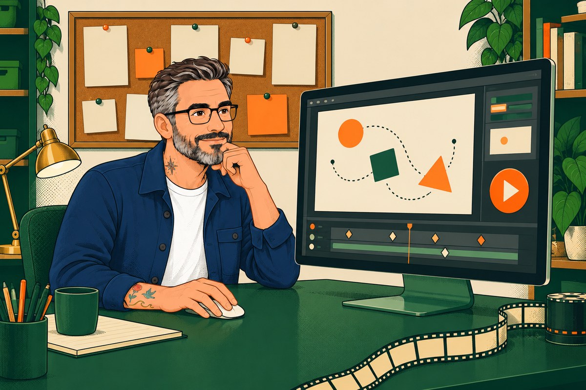 Illustration for the ANIMATE guide: the Hold My GPU host at his counter